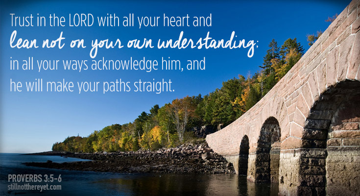 Trust in the LORD with all your heart and  lean not on your own understanding;   in all your ways acknowledge him, and  he will make your paths straight.